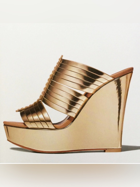 Coach Shoes - Coach Bristol Mirror Metallic Gold Wedge Slide Platform Sandals Size 6.5